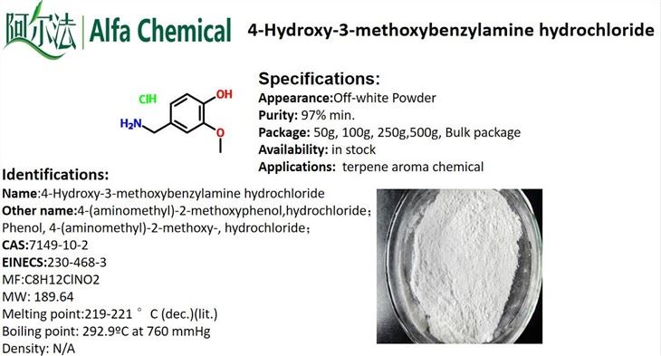 High Quality 4-Hydroxy-3-Methoxybenzylamine Hydrochloride CAS NO.7149-10-2