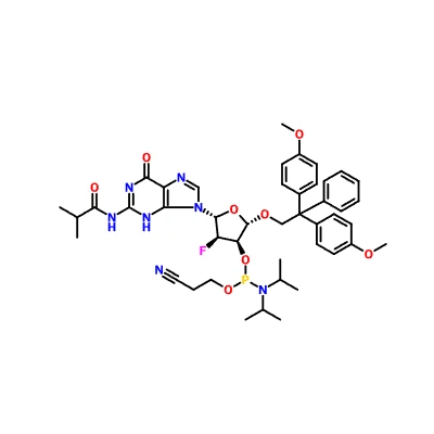 CAS 144089-97-4|5'-O-[bis(4-metoxifenil)fenilmetilo]-2'-desoxi-2'-fluoro-N-(2-metil-1-oxopropilo) guanosina 3'-[2-cianoetil N,N-bis(1-metiletil)fosforamidita]